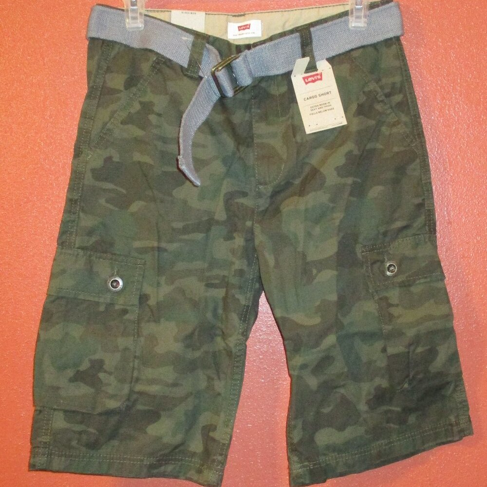 Levi Shorts NEW Men Size 28 Black Green Brown Pockets Camouflage Cargo Shorts